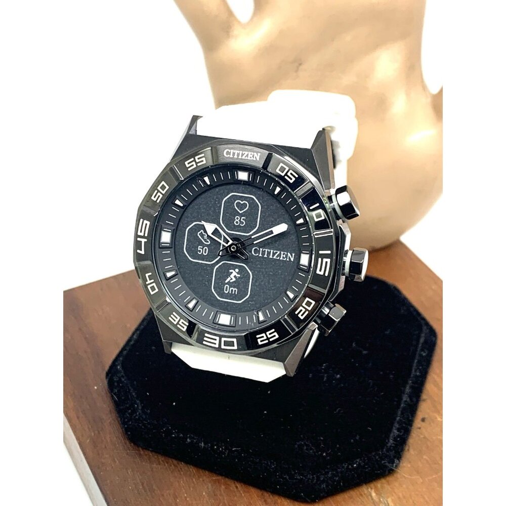 Citizen Mens Watch JY1007-12E CZ Smart Smartwatch Hybrid Black White Rubber 44mm